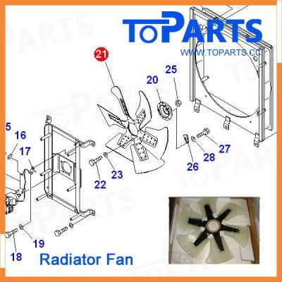 600-645-7850 engine spare parts motor related parts radiator fan for W470-6